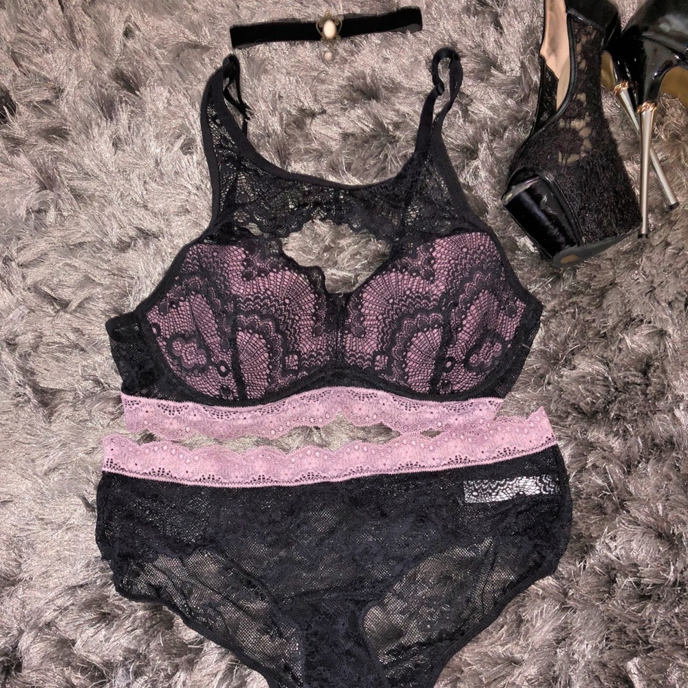 ADORE ME purple and black NEW lingerie set